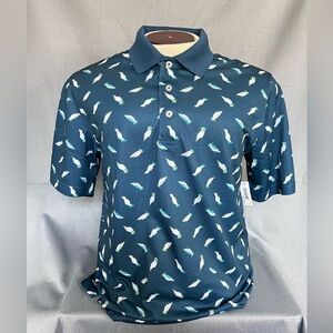 Amazon Essential Men’s Small Polo with Birds/Cockatoo/Cockatiel Navy Shirt